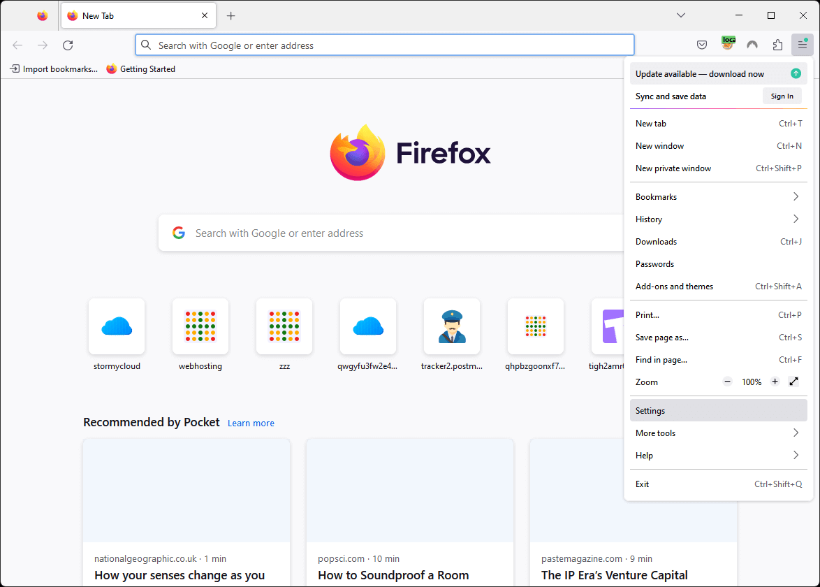 Firefox - 打开设置