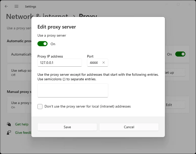 Chrome Proxy Configuration