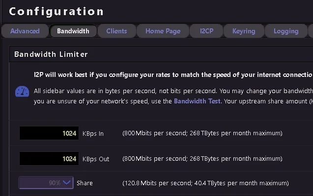 Bandwidth Configuration