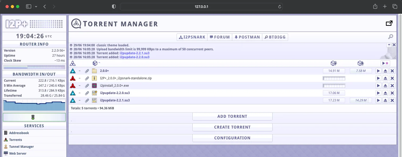 I2PSnark Interface