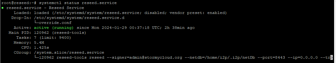 Verifying reseed service status