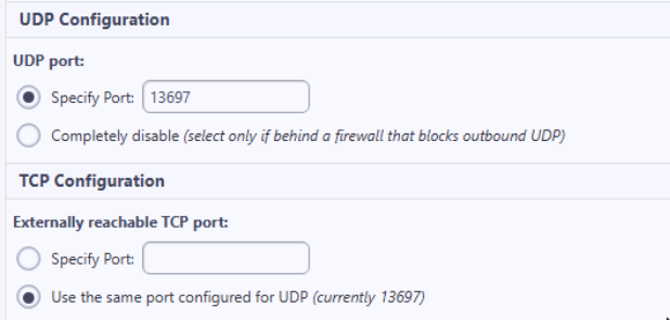 I2P Port Configuration