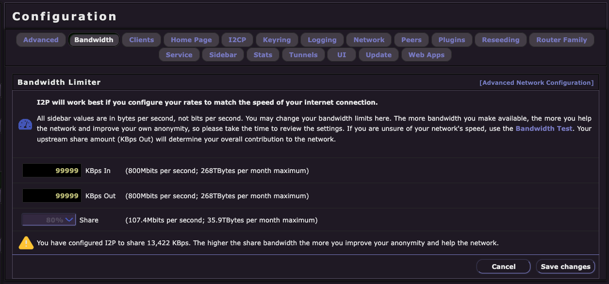 Router Console Bandwidth Configuration