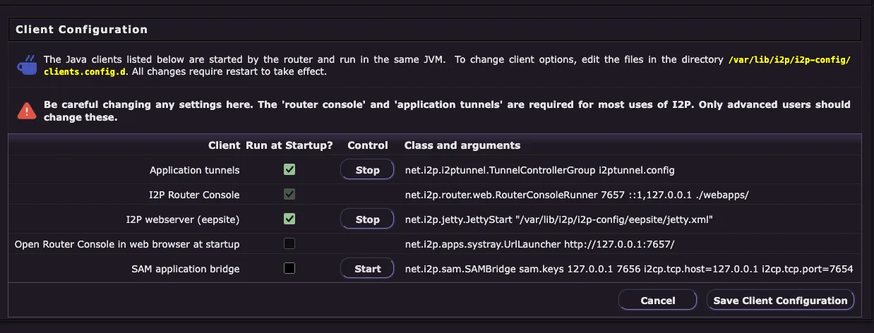 Router Console Client Configuration