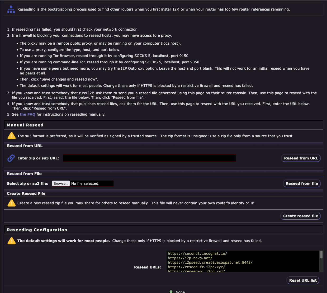 Router Console Reseed Configuration