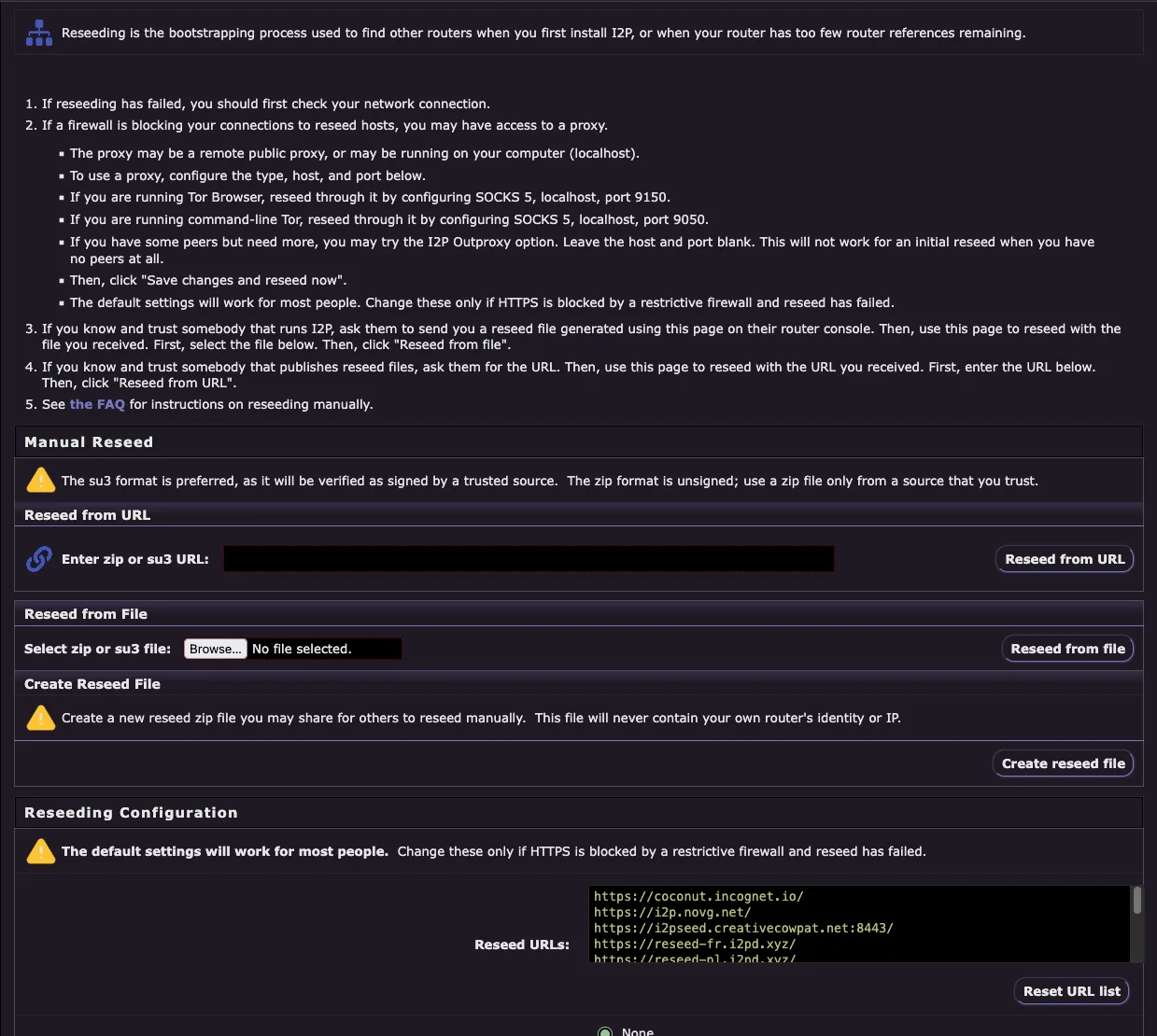 Router Console Reseed Configuration