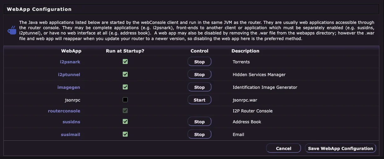 Router Console WebApp Configuration